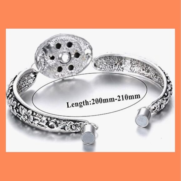 Halloween Flowers Carved Vintage Snap Button Bangle Bracelet - Picture 2 of 2